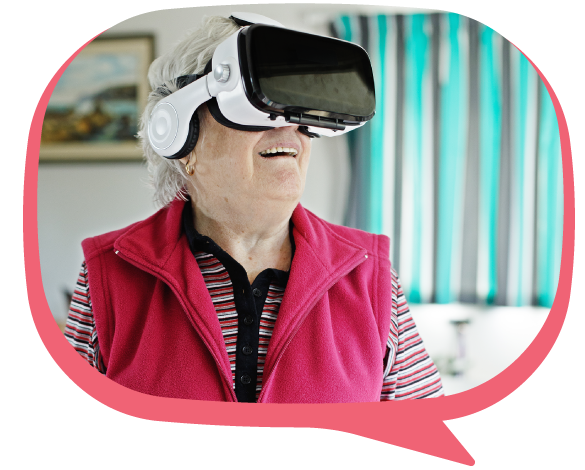 Photo of a senior in a VR headset